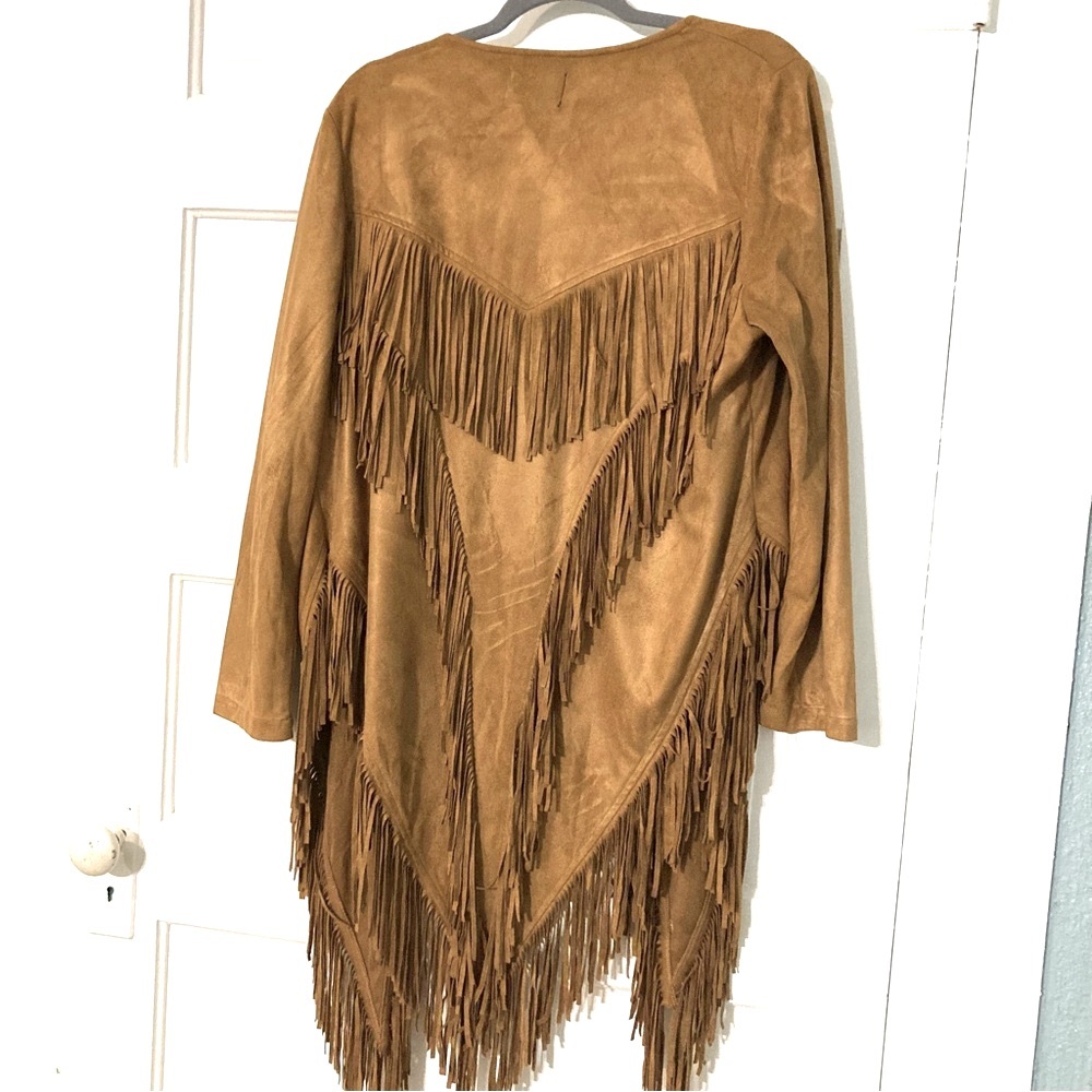 Angie Brown Suede Fringe Cardigan - Picture 3 of 8